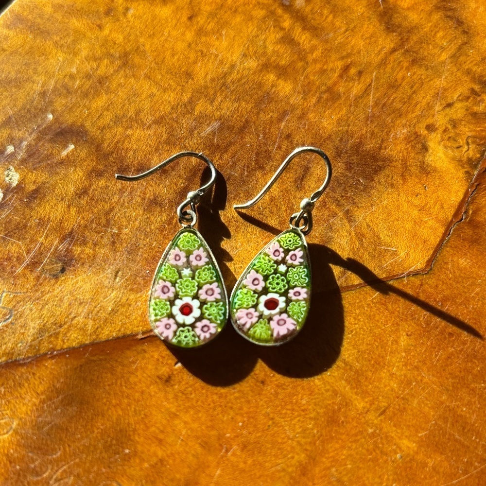 Italian Glass Teardrop Earrings